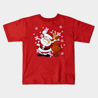 Santa Claus with Reindeer Kids T-Shirt